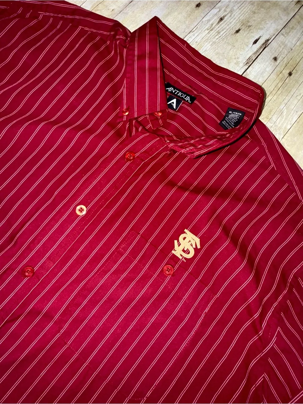 Antigua Men's Garnet Striped Button-Down Shirt